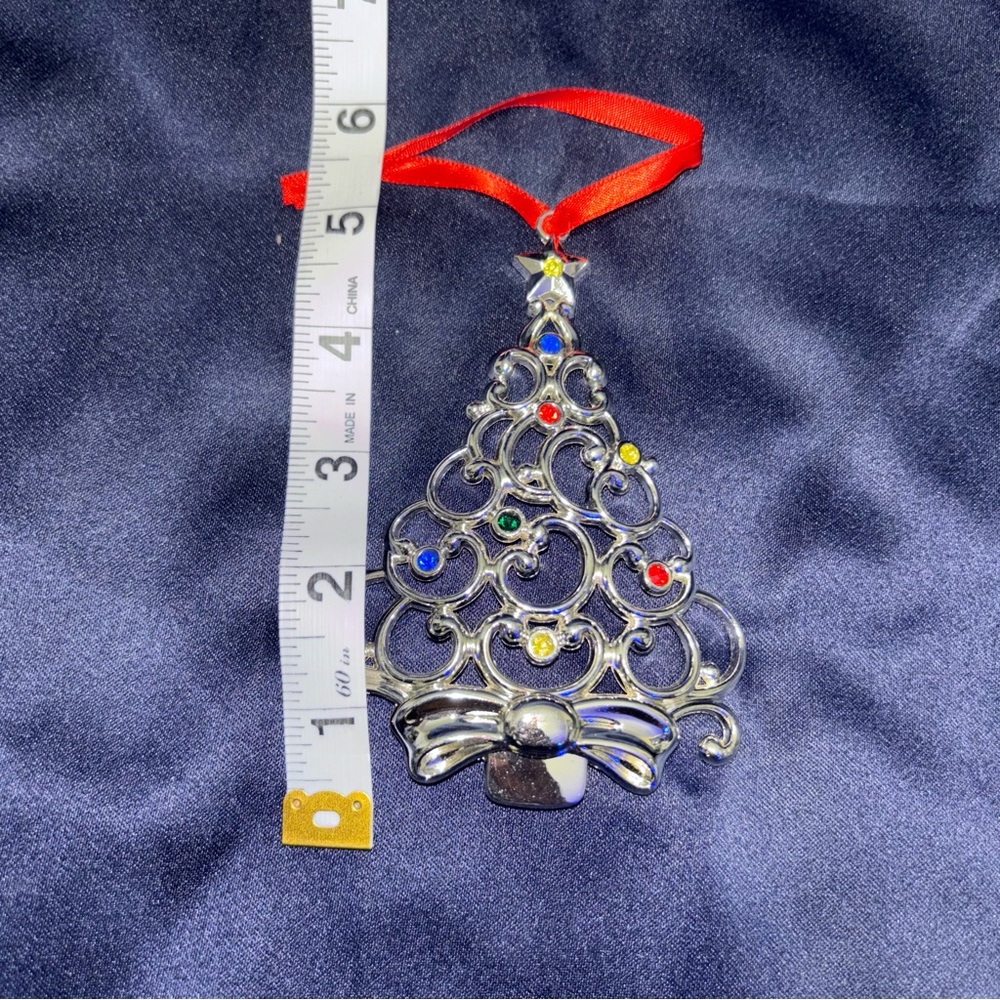 Lenox Sparkle and Scroll Multi-Crystal Silver-plated Ornaments Lot Of 5 - Picture 8 of 9